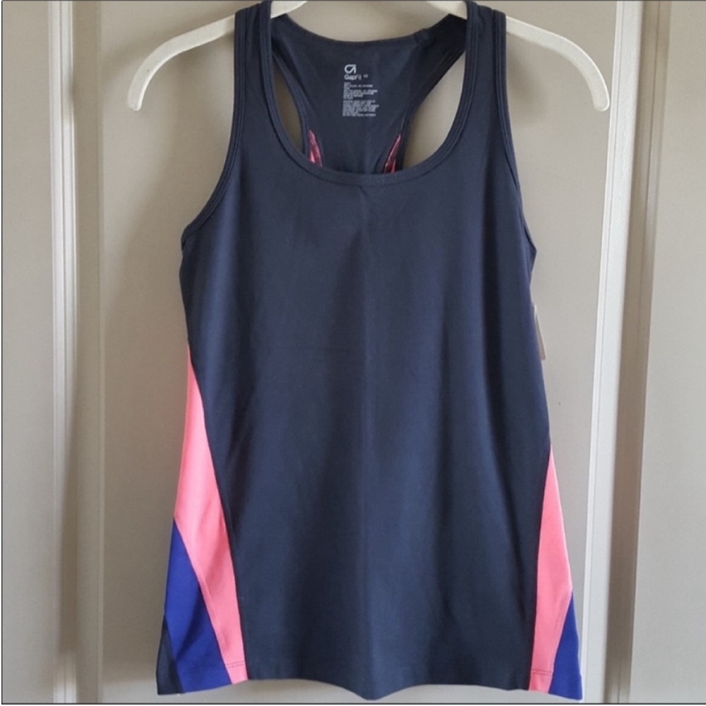 Gap Fit - gray, pink and purple razorback workout tank top - XS